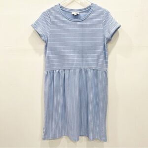 Loft Short Sleeve Blue Stripe Baby Doll Dress Small
